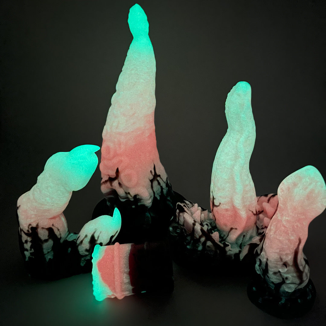 Toxxxik ‘Roll For Necrotic Damage!' soft (OO30) GITD mini closed-end pen/stroker (trans/ftm)