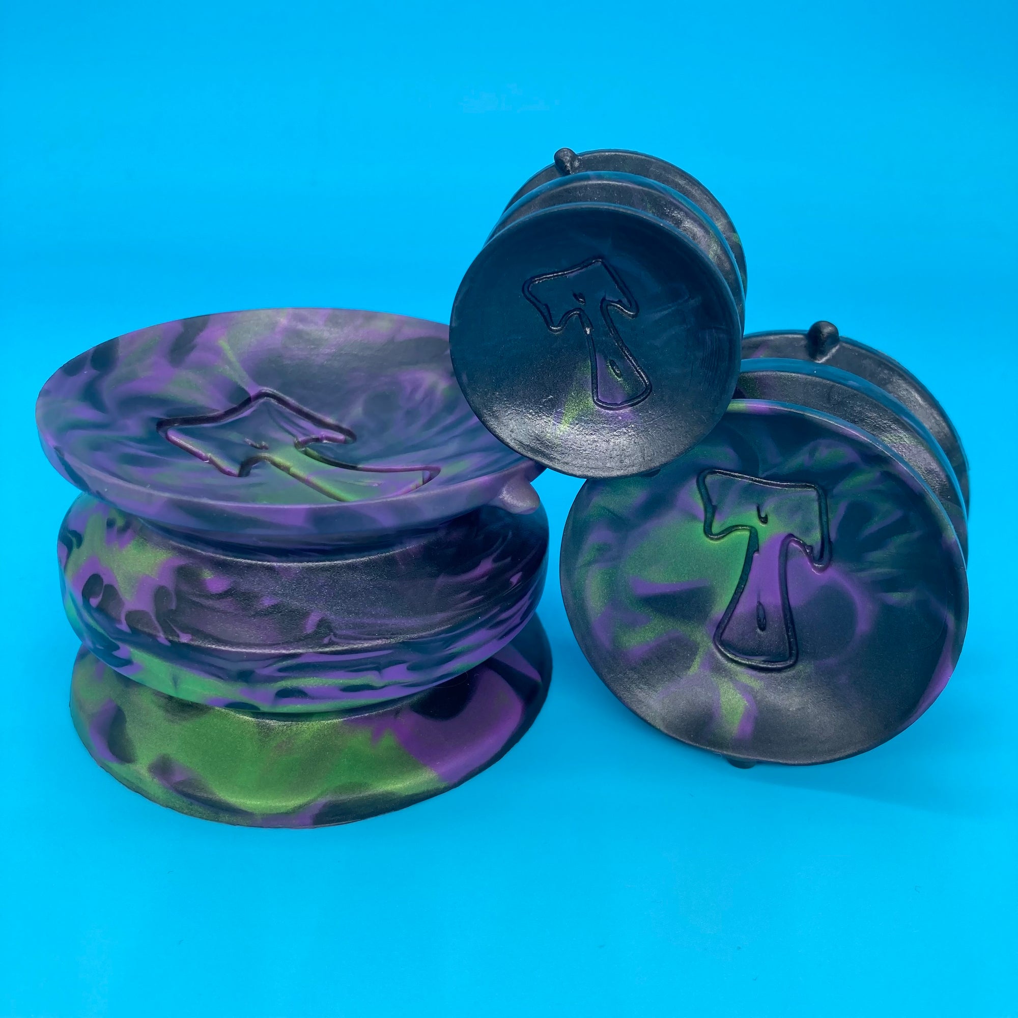 Halloween green/purple/black ribbons double-sided suction cup set mini/small/medium